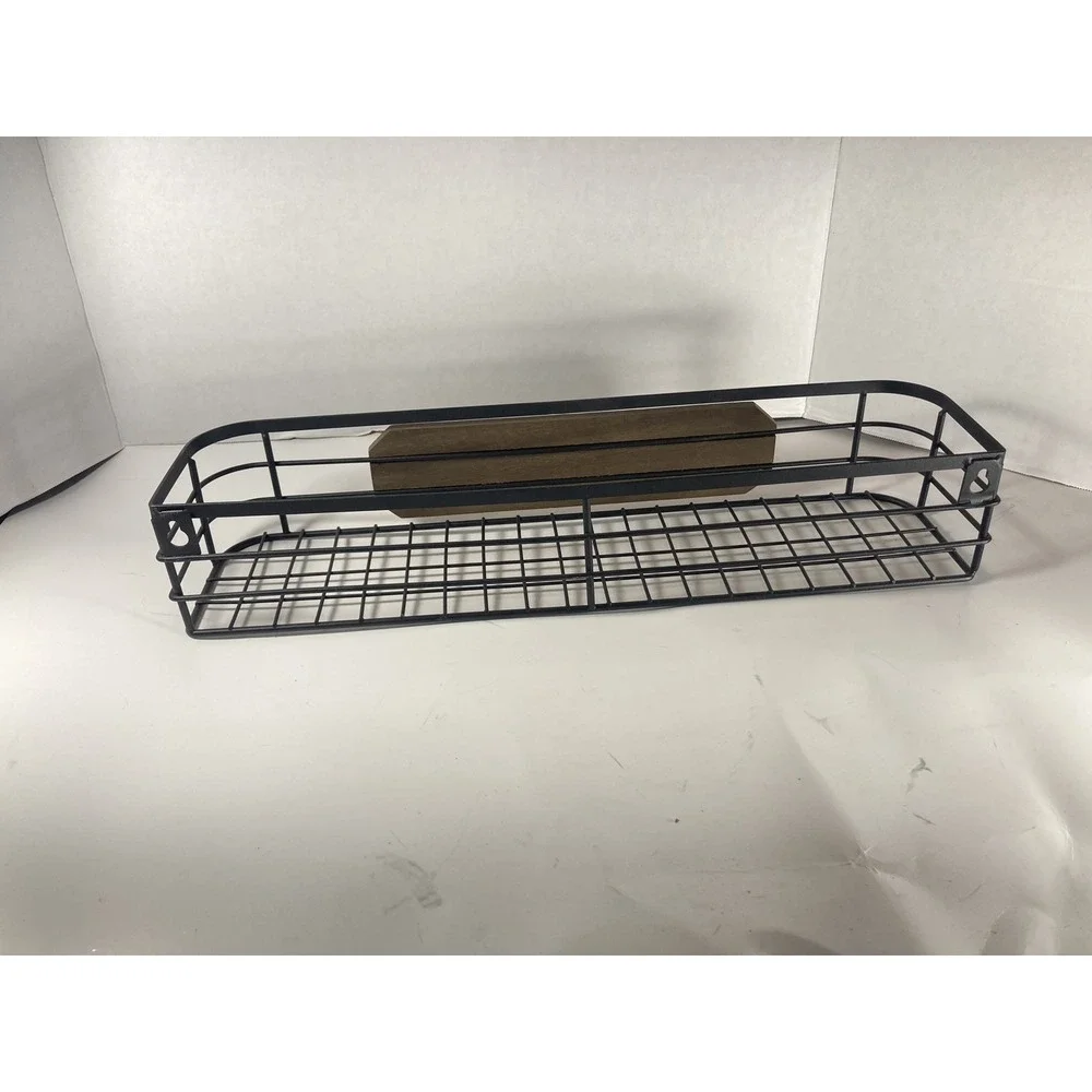 Coffee Bar Decorative Metal And Wood Wall Mounted Shelf 17